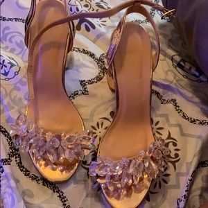 Heels size 7.5 US. Cute rose gold open toes